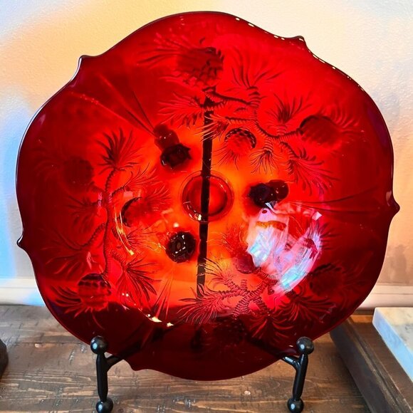 Vintage Three Toed  Red Thistle Bowl - Picture 4 of 12